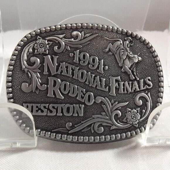 1991 Hesston National Finals Rodeo Miniature Commemorative Series Belt Buckle - Picture 6 of 9